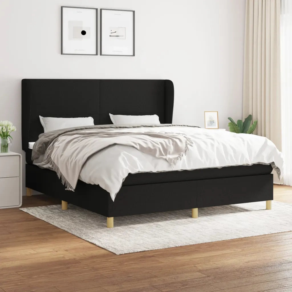 Giroletto a Molle con Materasso Nero 180x200 cm in Tessuto 3128383