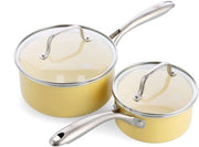 Set di padelle in ceramica antiaderente - 14 cm & 18 cm - Giallo - Senza PFAS