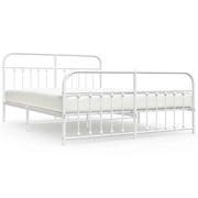 Letto matrimoniale | Letto per adulti | Giroletto con Testiera e Pediera Metallo Bianco 183x213 cm