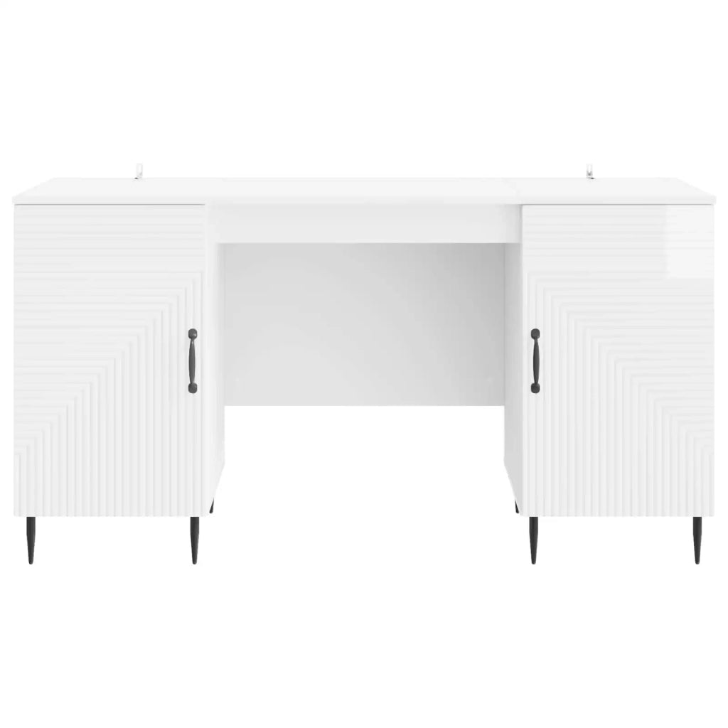Scrivania Bianco Lucido 142,5 x 50 x 75 cm Legno ingegnerizzato