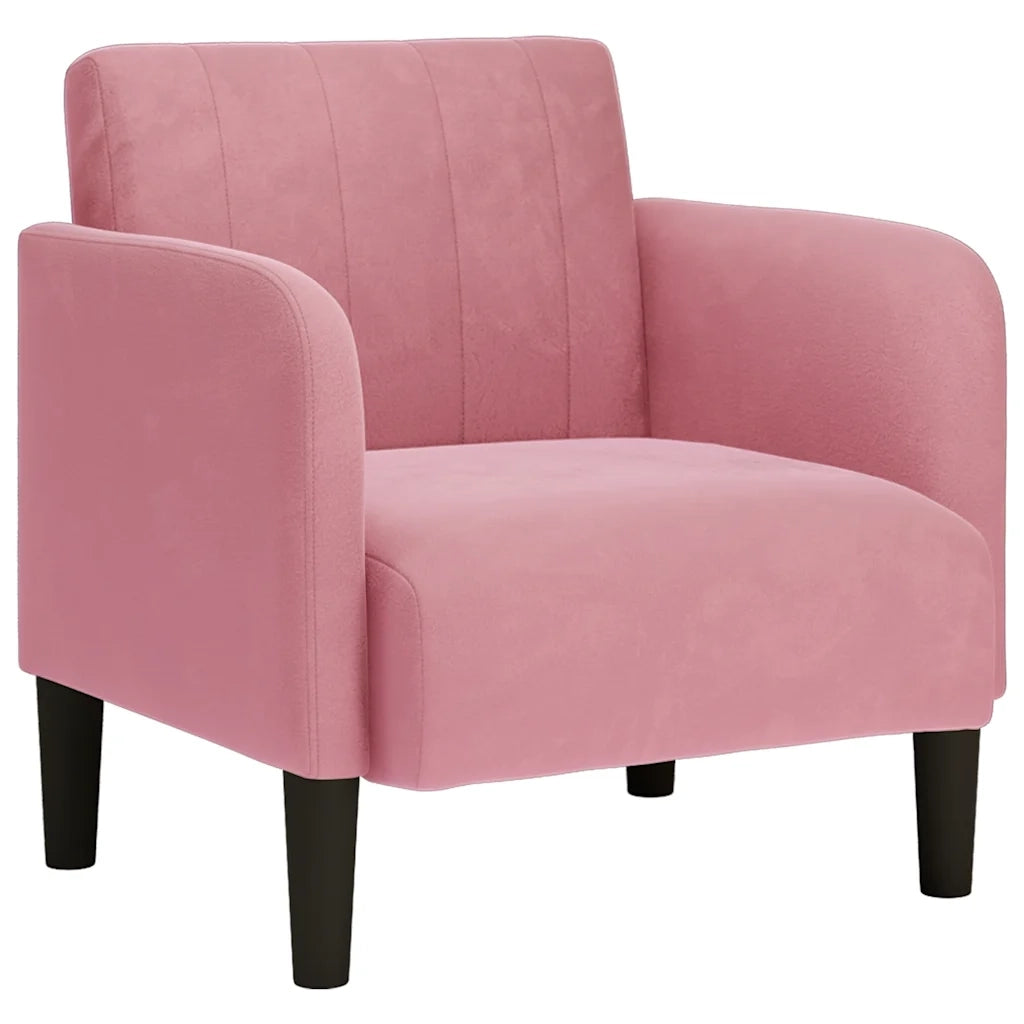 Divano Poltrona | Sedia con Braccioli Rosa 54 cm in Velluto