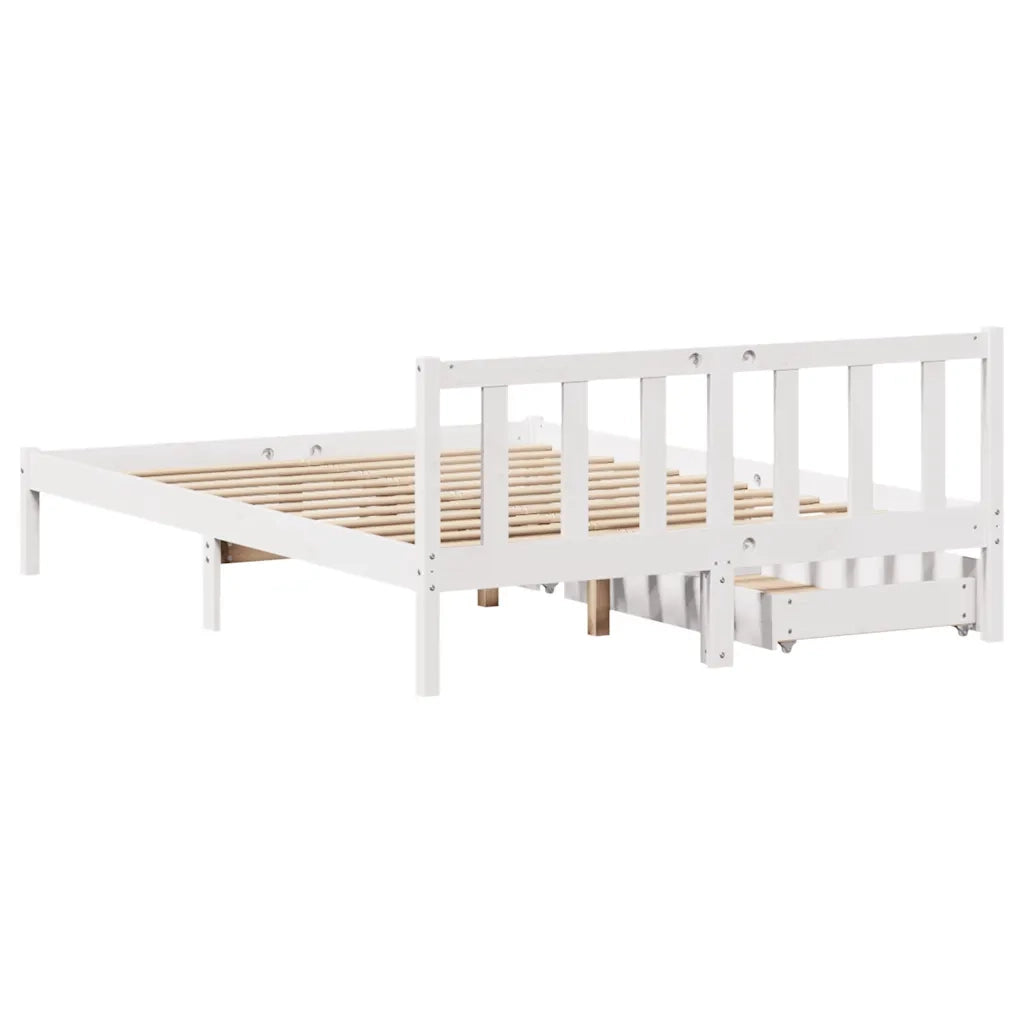 Letto senza Materasso-Struttura Letto Bianco 150x200 cm Legno Massello di Pino 405087