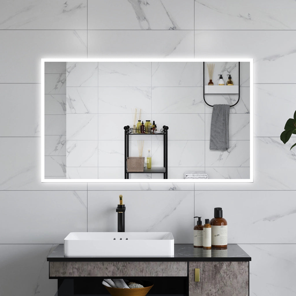 AICA Specchio da bagno  120 x 70 cm, dimmerabile, Funzione Memoria, antiappannamento, 3 colori