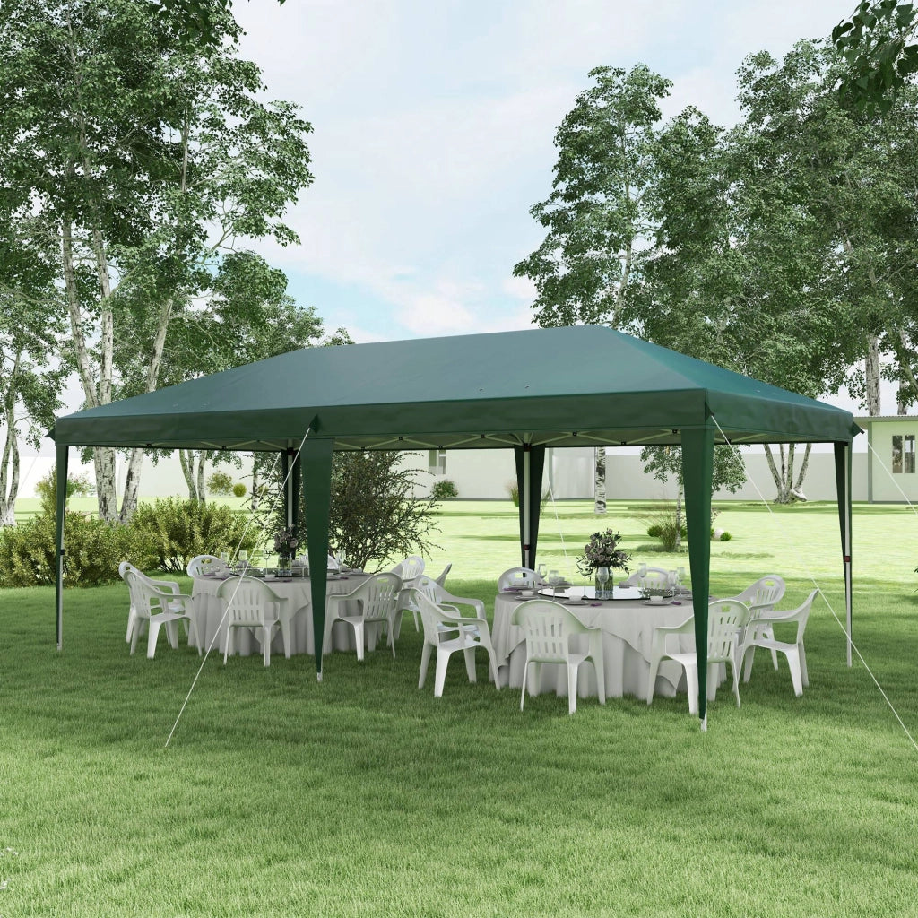 Gazebo da giardino 6x3 m ¨C Minimal ¨C verde, acciaio, altezza regolabile
