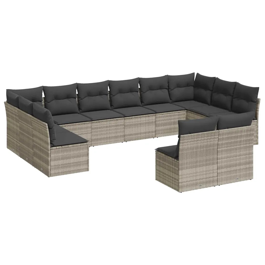 Set Divano Giardino 12 pz con Cuscini Grigio Chiaro Polyrattan