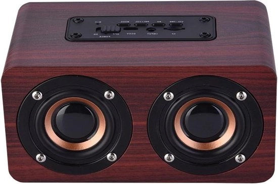 Lettore Bluetooth 6 W mini con 2 trombe - diffusore stereo wireless - 8 ore di riproduzione continua - diffusore portatile in legno per desktop - laptop telefono TV - legno rossiccio.