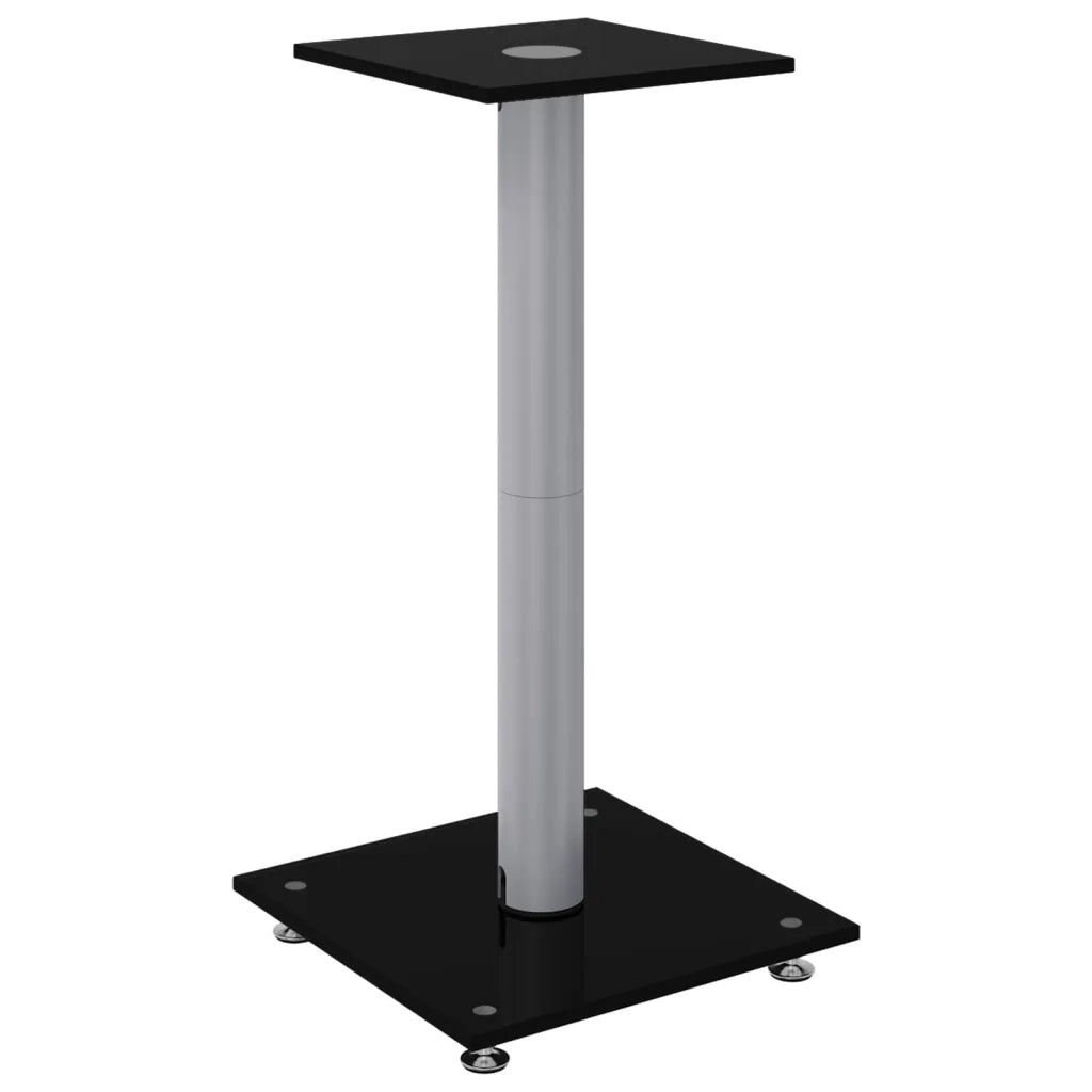 Pedane Casse 2pz Nero Argento Vetro Temperato Design 1 Pilastro 51810