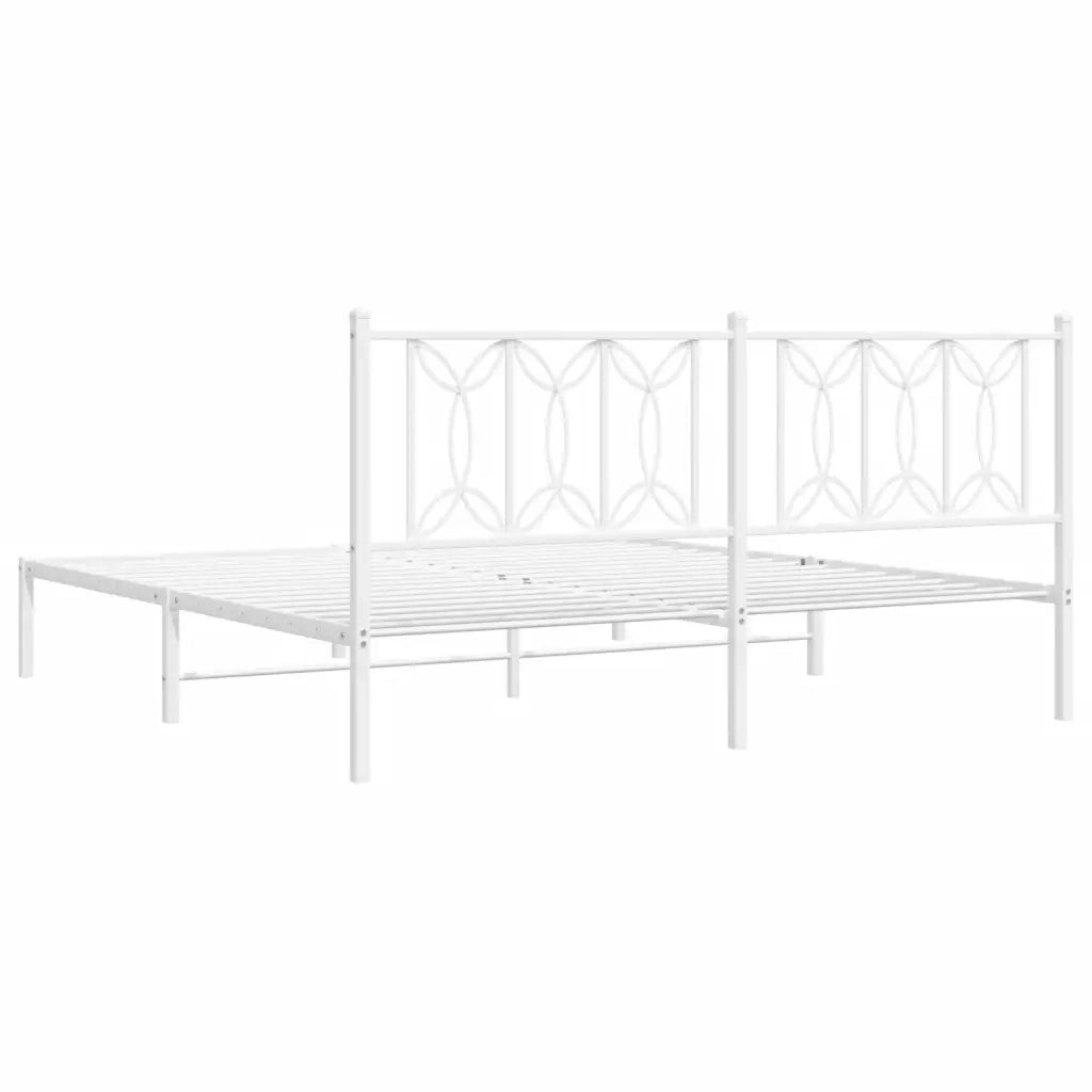 Giroletto con Testiera-Struttura Letto con testiera Metallo Bianco 183x213 cm 486959