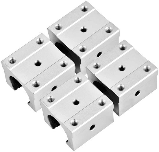 4 Stck SBR16UU - Cassetti Lineari in Alluminio - Scatola Aperta Tipo - 16mm - Blocco di Supporto - Adatto a - 4 Stck