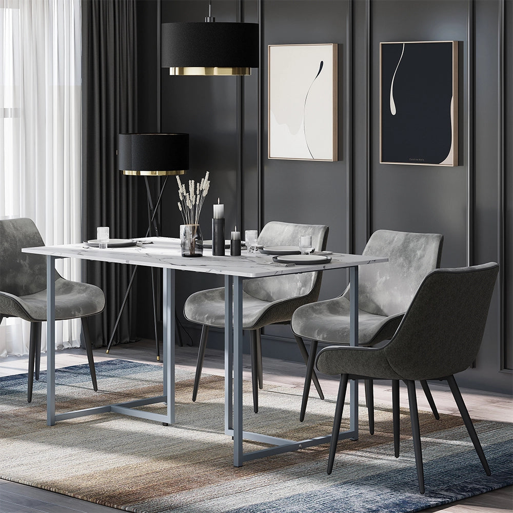 Vicco Tavolo da pranzo Grigio/marmo-bianco 140 x 80 cm