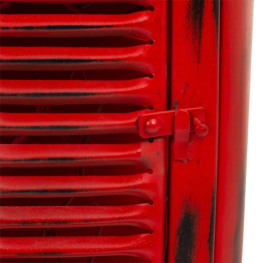 Portabottiglie trattore in legno e metallo rosso 84x40x185h