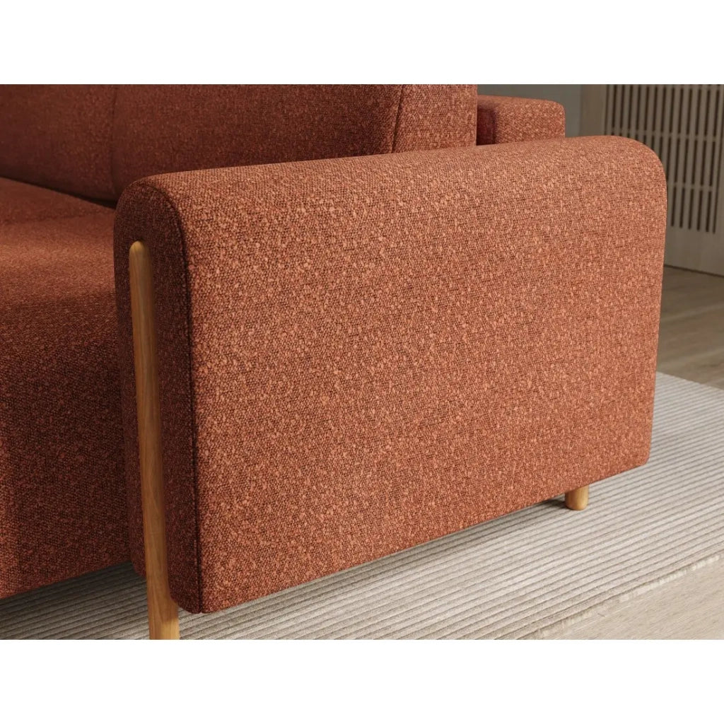 Divano ad angolo trasformabile ARVESSA terracotta bouclette – Angolo destro