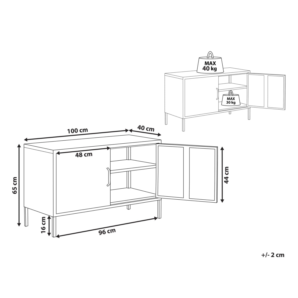 Credenza a 2 ante beige acciaio mobili per ufficio domestico ripiani piedini design industriale