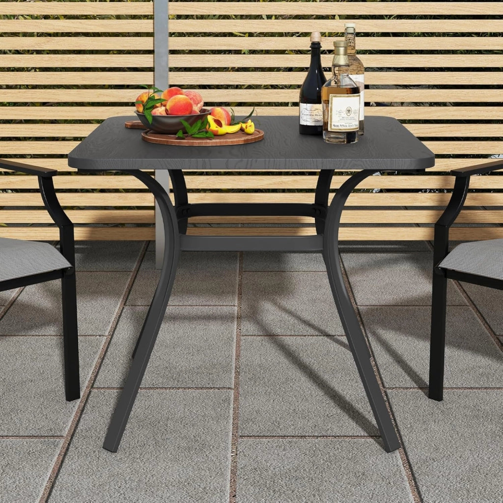 Tavolo da Pranzo da Giardino di 80 cm, Tavolo Quadrato in Metallo con 4 Gambe Curve, Tavolo da Pranzo Pesante a 4 Posti, per Giardino, Terrazza, e Piscina, Portata 65 kg, 80 x 80 x 73 cm