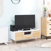 Mobile TV banco TV supporto TV per televisione fino a 46 pollici stile nordico con 1 cassetto, 2 armadietti, 1 nicchia, 1 passacavi - 120 x 37 x 45,5 cm