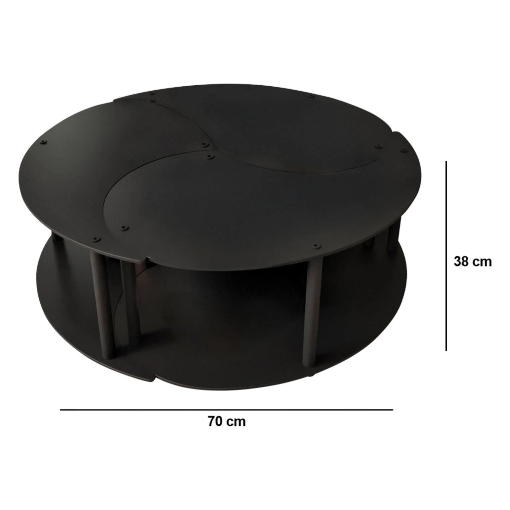Gignese, Tavolino da Salotto set 3 Pezzi, 70x70x38h cm Nero