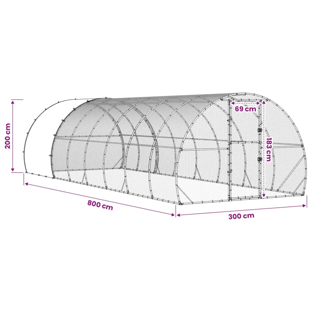 Pollaio Argento 800 x 300 x 200 cm Acciaio zincato 3434698