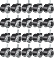 Set di ruote per sedie - 20 pezzi - 11x22mm - Adatto per pavimenti duri - Ruote per sedie in gomma - Nero - Senza protezione per sedie o copertura per pavimento - Per lavorare a casa