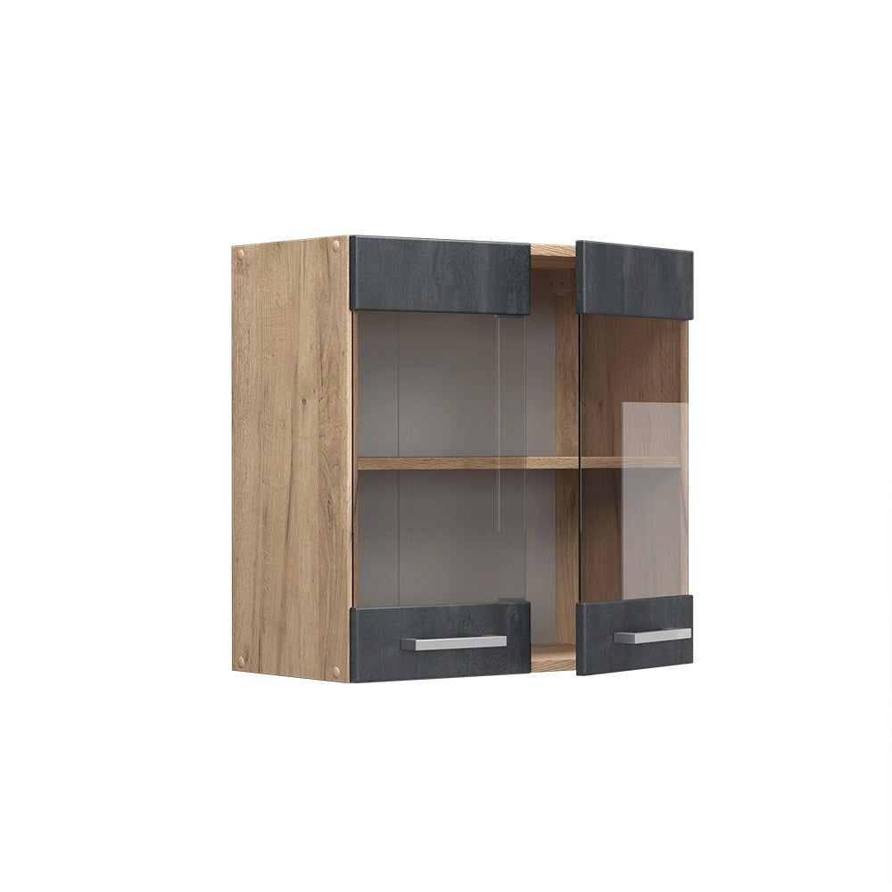 Vicco Mobile da cucina in vetro Calcestruzzo nero 60 cm