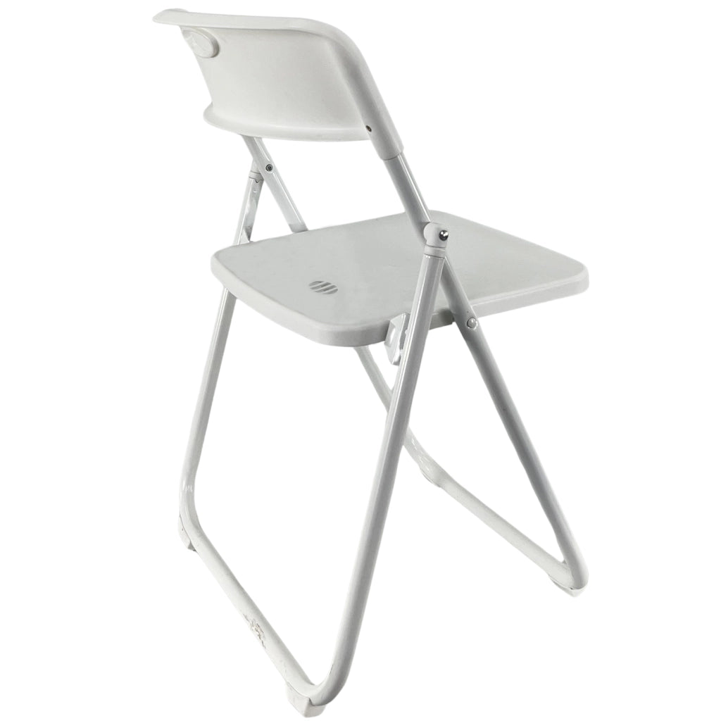 Sedia Pieghevole Salvaspazio Tiny Portatile Richiudibile da Interno Giardino Ufficio Struttura in Ferro  Bianco / Bianco