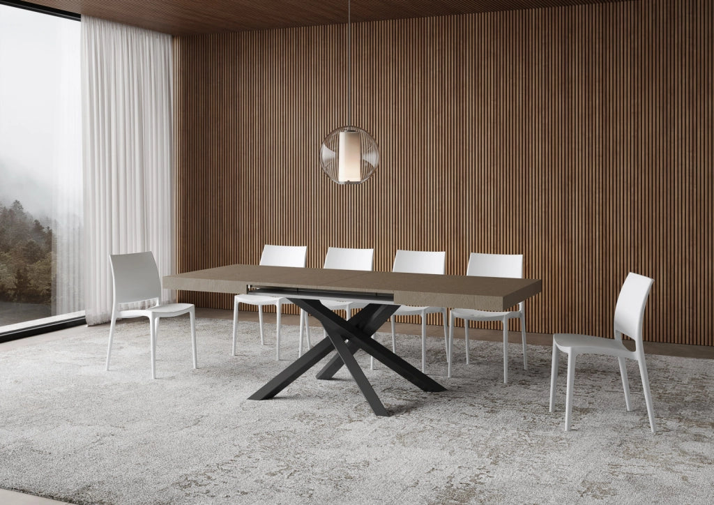 Tavolo allungabile 90x120/224 cm Volta tortora gambe antracite