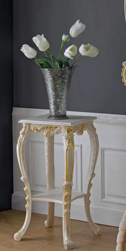 Mobili2g - specchiera laccata avorio con particolari foglia oro - misure: l.58 x h.86 x p.5