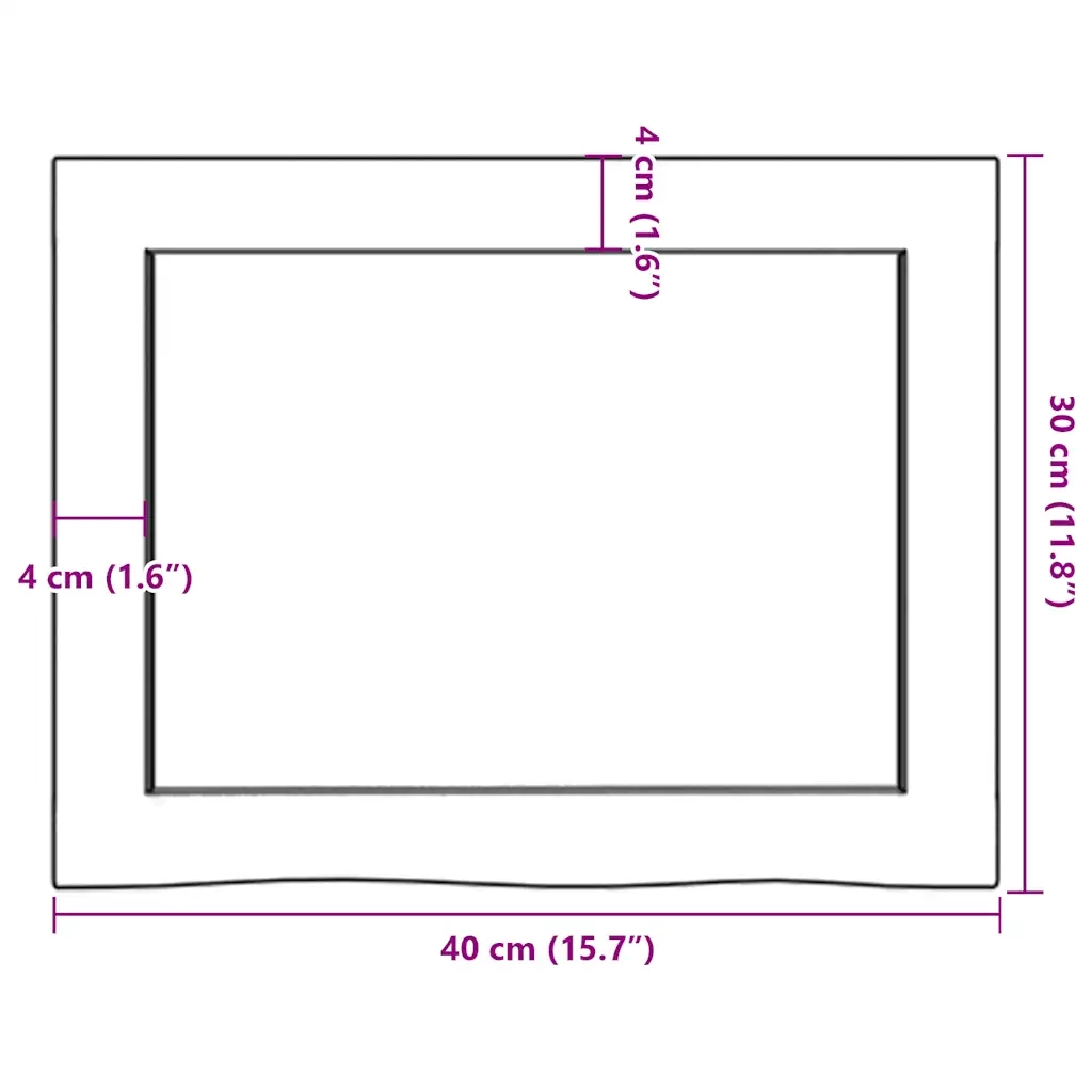 Ripiano a Parete 40x30x(2-6) cm Massello Rovere Non Trattato