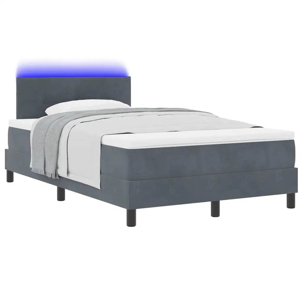 Letto a Sorgente LED con led Grigio scuro 120 x 190 cm Velluto 3342639