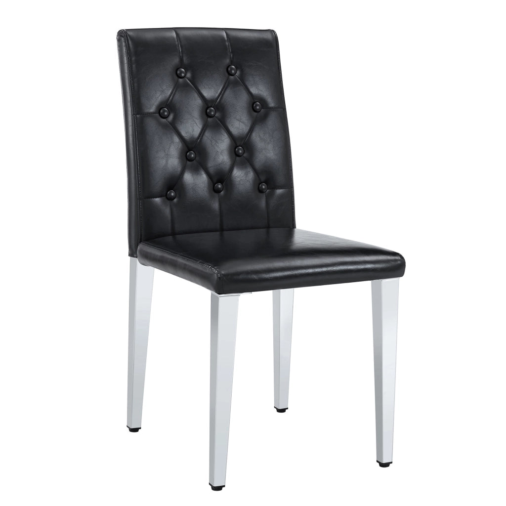 Set di 4 sedie da pranzo con schienale capitonné e seduta imbottita per sala da pranzo in pu nero e argento