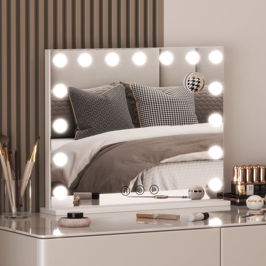 Specchio per il trucco con luce ,18 lampadine LED,3 modalit¨¤ di luce, intensit¨¤ regolabile,controllo touch,porta USB/tipo C,60*80*3cm