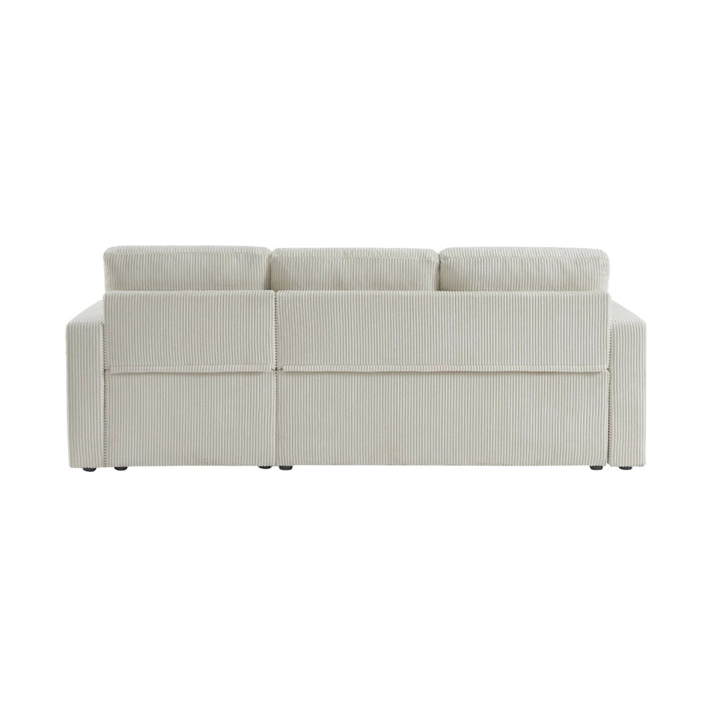 Divano letto angolare reversibile, 3 posti, crema