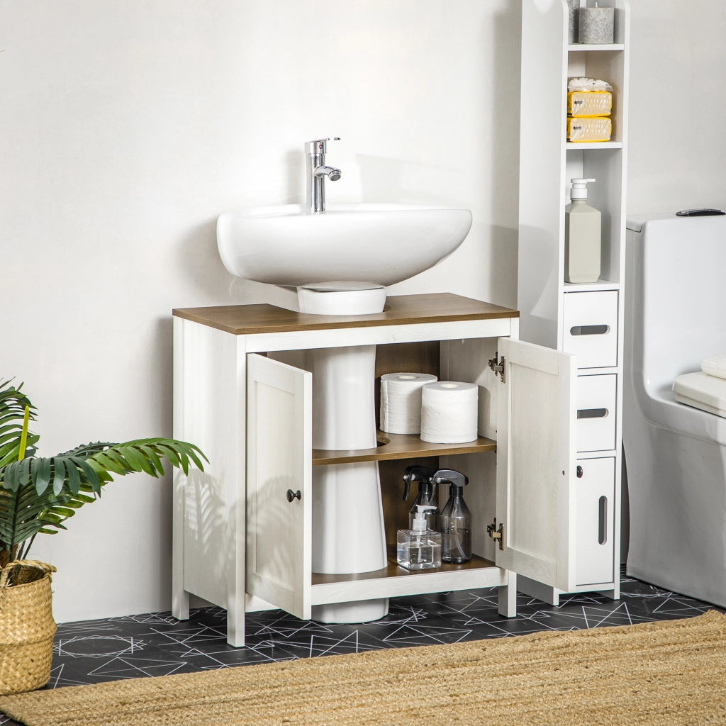 Mobiletto sottolavabo con ante ¨C zephmum ¨C bianco 60x30x60 cm