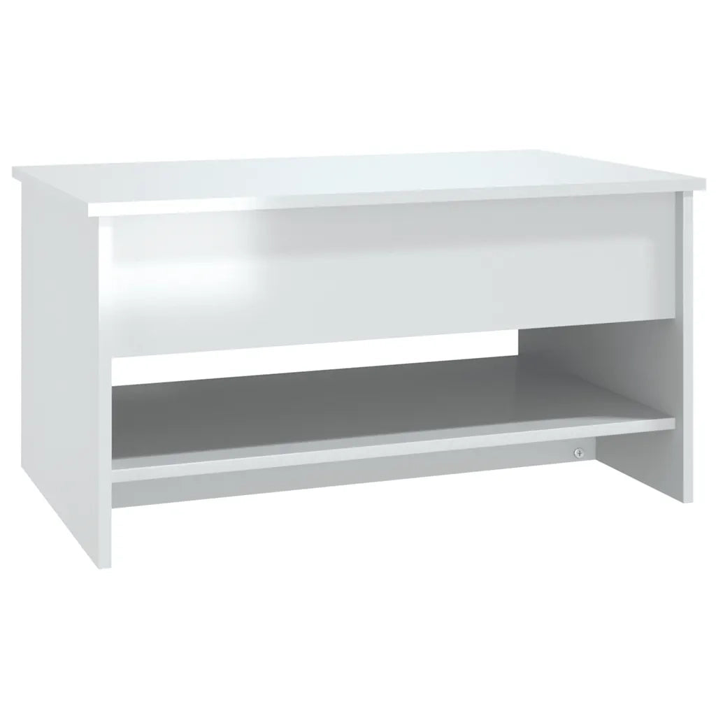 Tavolino da Salotto Bianco Lucido 80x50x40 cm Legno Multistrato