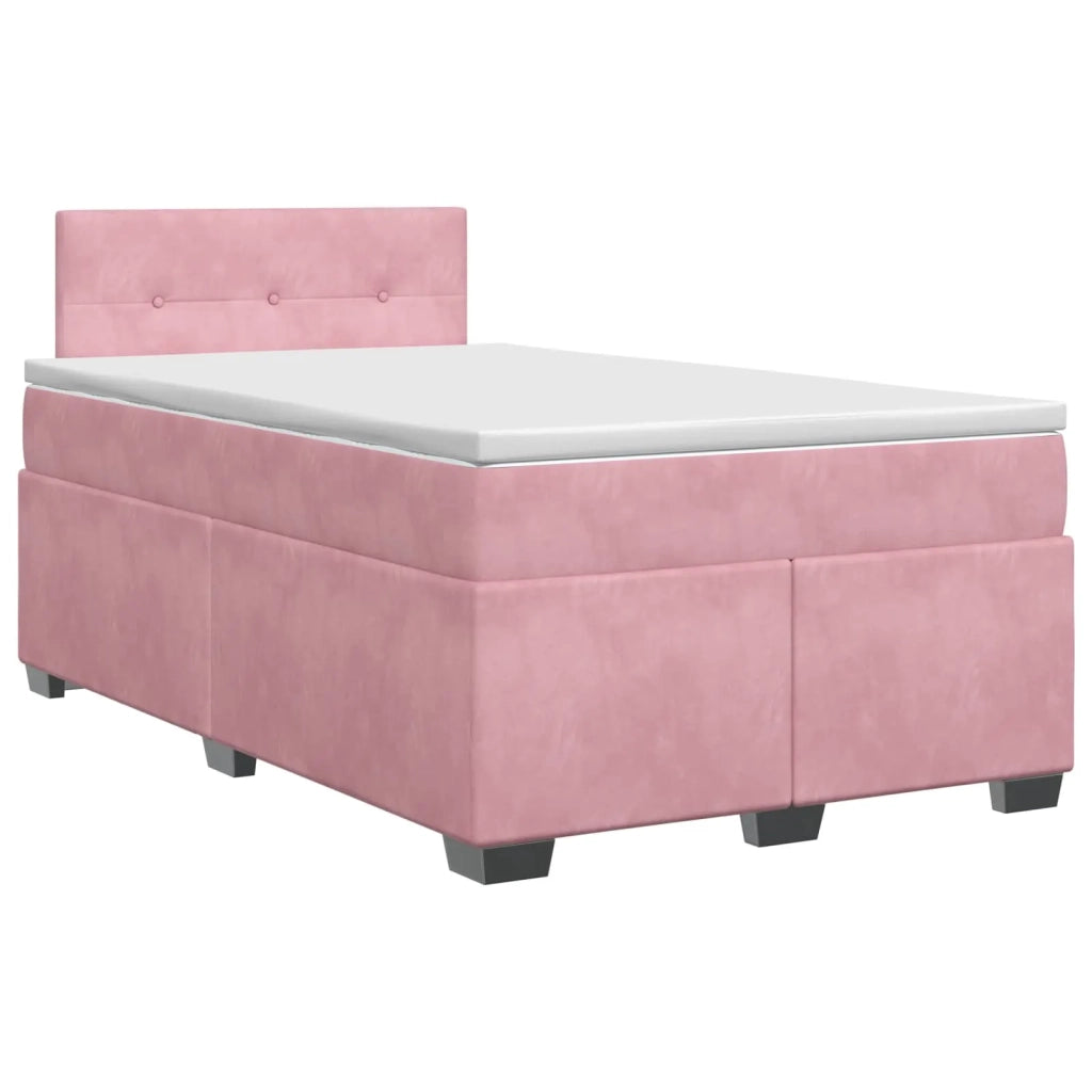 Letto box spring con materasso Rosa 120 x 190 cm Velluto 3450679