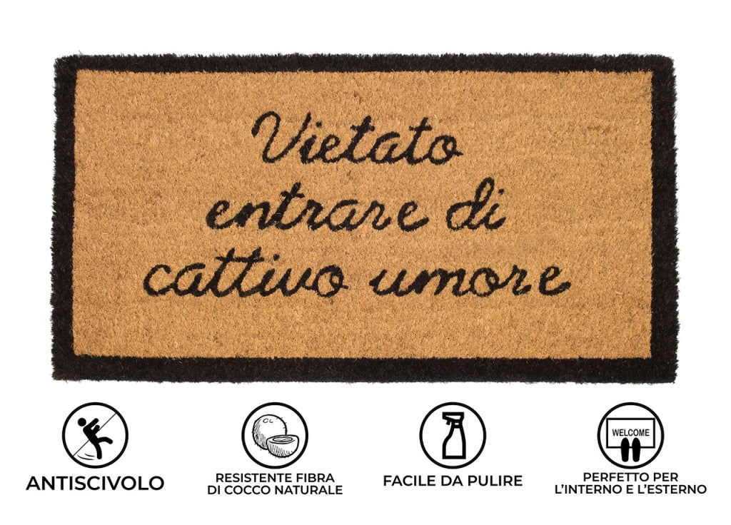 Zerbino Entrata Ingresso Casa Esterno Antiscivolo In Cocco Funny Vietato Entrare