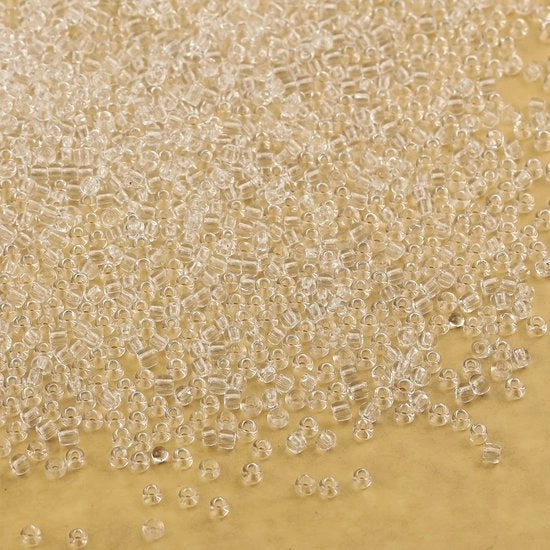 Kralen Transparanti 3mm per Riga 3600 Stuks/100 Gram, 8/0 Kralen Vetrose per la Creazione di Gioielli, Bracciali, Collane e Orecchini (Transparente)