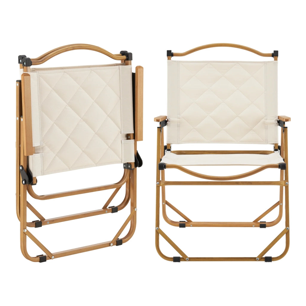 Set tavolo e 4 sedie da campeggio in tessuto Oxford 600D effetto legno beige 03_0010694