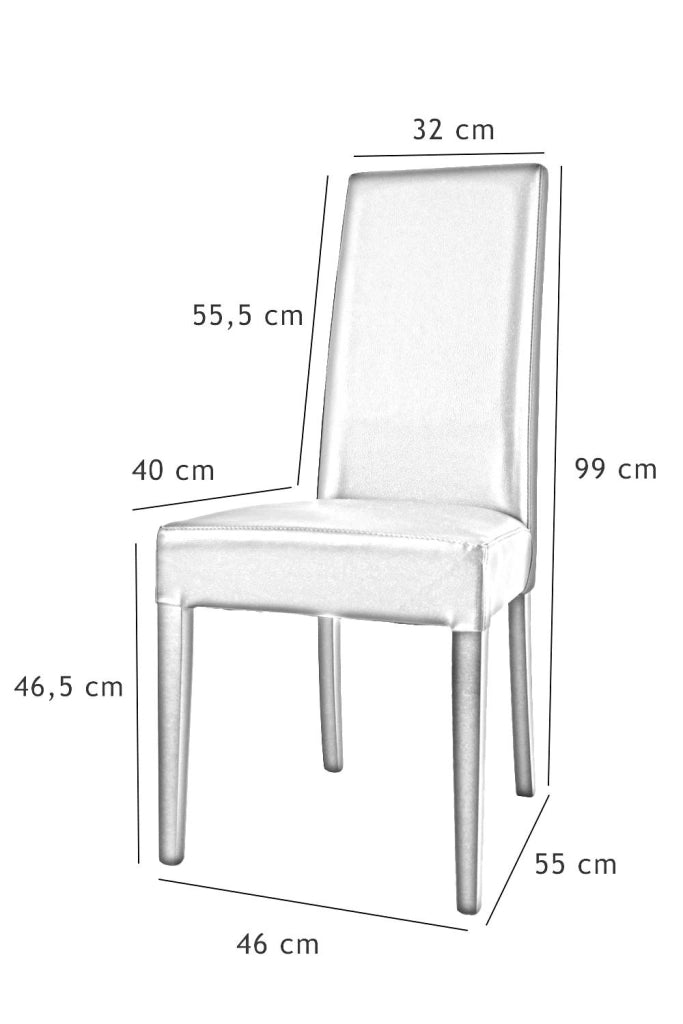 Set 4 sedie Luisa Tommychairs in faggio nero, seduta e schienale imbottiti e rivestiti in pelle artificiale