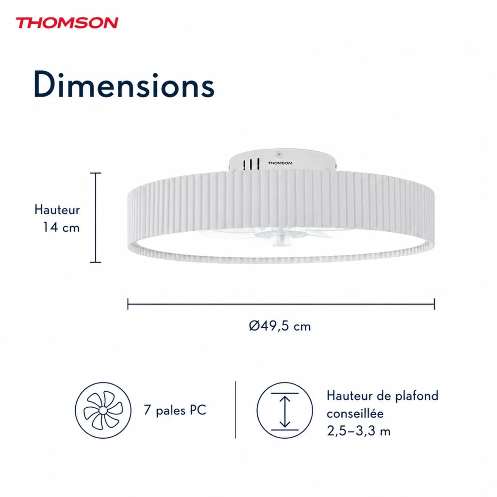Ventilatore da soffitto con luce e telecomando incluso THOMSON LILA