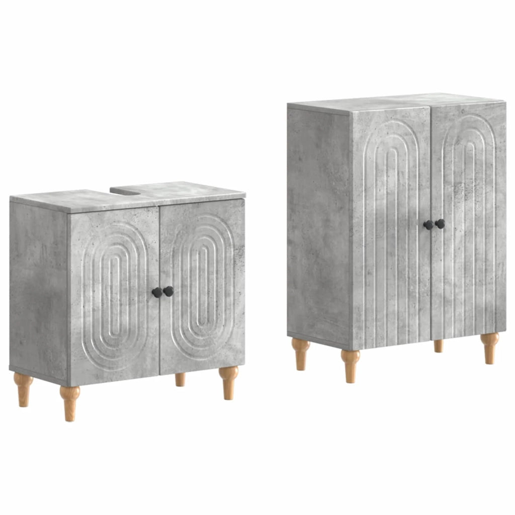 Set di Armadi da Bagno da 2 Pezzi ALKMAAR Grigio Cemento 3417588