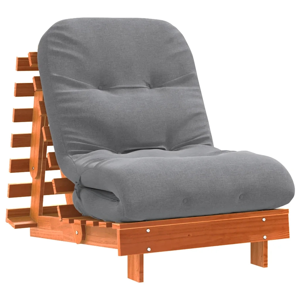Divano letto | Sof¨¤ letto | Letto singolo Futon con Materasso Marrone Cera 70x206x11cm Pino