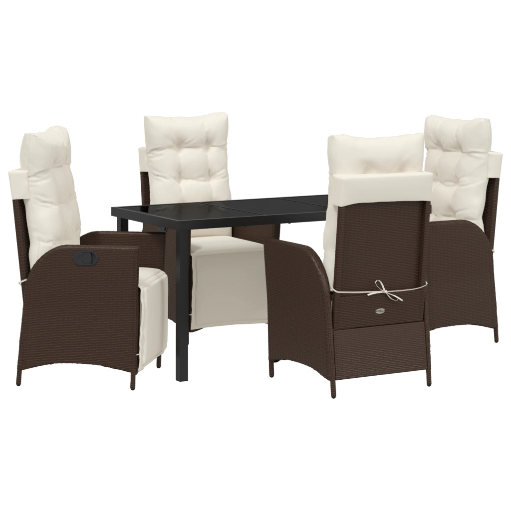 Set da pranzo da giardino da 5 pezzi Rattan poligonale marrone