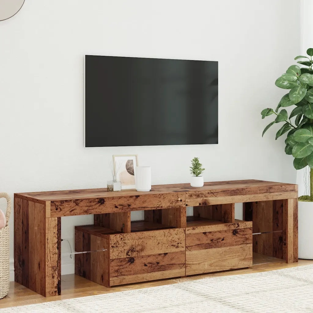 Mobile Porta TV con LED Legno Antico 140x36,5x40 cm Multistrato