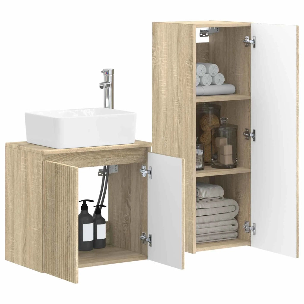 Set di mobili per il bagno 2 pz Rovere Sonoma 3406125