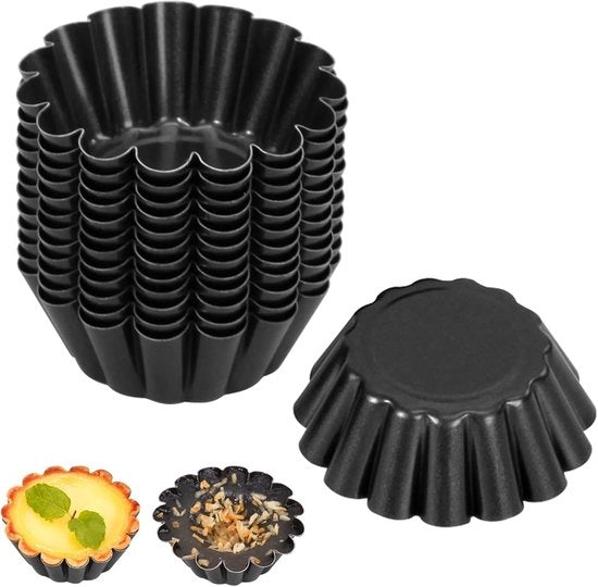 Mini forme per torte 63 x 24 cm metalliche - 12 pezzi per piccole forme per tartelette - teglia per torte tartelette - forma per fruitcake - forma per dolci al cioccolato - forme per quiche - forme per muffin tartelette.