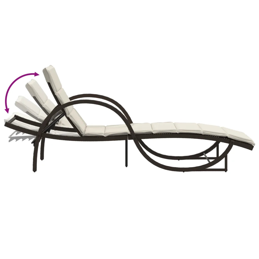 Lettini Prendisole 2 pz | Sdraio da giardino | Lettino da sole con Tavolino Marrone in Polyrattan