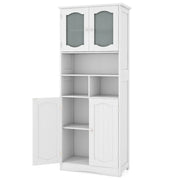 Mobile alto 60 x 30 x 148,5 cm con spazio di archiviazione versatile e 2 ante in vetro satinato dal design moderno realizzato in MDF bianco 20_0010229