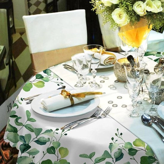 Tappeto da tavolo rotondo, 150 cm, impermeabile, motivi floreali, stile rurale, impermeabile, facile da pulire, con fermacucina, per sala da pranzo, outdoor, giardino, tavolo da salotto, da cena
