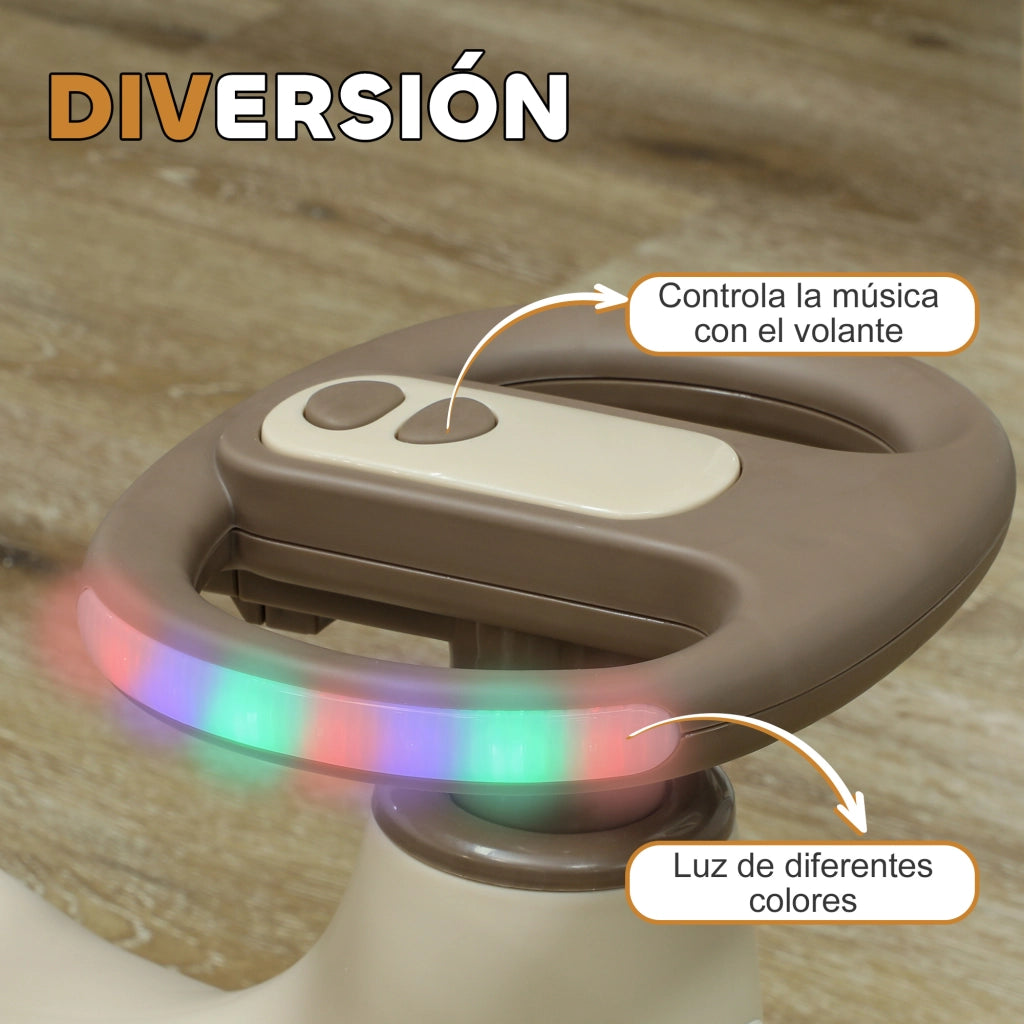 Correpasillos Wiggle con corda trazione musica luce e contenitore ¨C zephmum ¨C 69x31x69 cm caqui