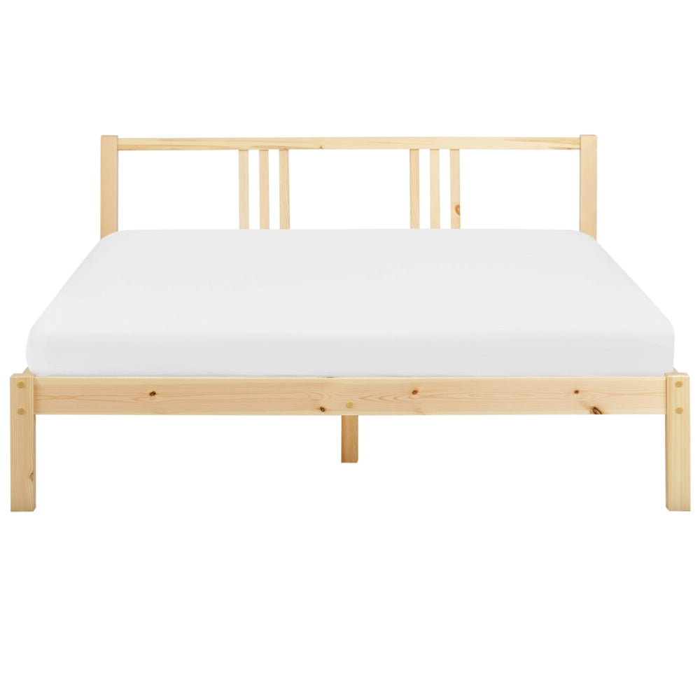 Letto in Legno di pino Chiaro con Rete a Doghe Stile Classico 160 x 200 cm